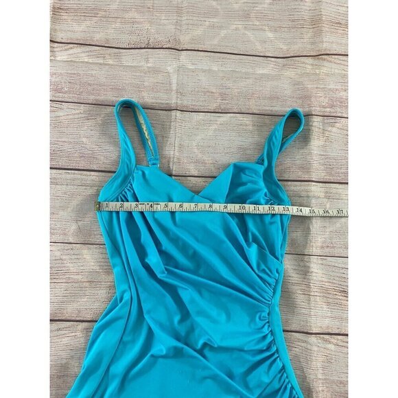 Miraclesuit Women's Blue Ruched Bodice Tankini Top - 10 - Picture 5 of 11